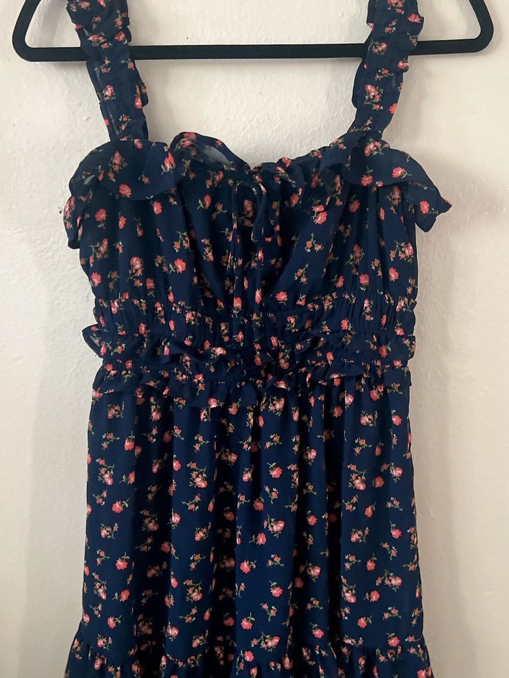 KEEPSAKE the Label Navy Floral Girls Romper with Ruffled Straps